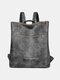 Vintage Simple Zip Front Large Capacity Soild Backpack 14 Inch Laptop Bag - Gray