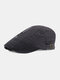 Men Cotton Zipper Decor Casual Sunshade Beret Flat Hat Forward Hat - Gray