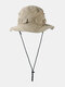 Unisex Cotton Solid Color Concealed Adjustment Strap Sunshade Bucket Hat - Khaki