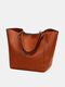 JOSEKO Women's PU Leather Retro Simple Shoulder Bag  Multifunctional Storage Handbag Fashion Bag - Brown