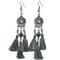 Bohemian Turquoise Earrings Metal Disc Colored Tassel Pendant Earrings Women Jewelry - Blue