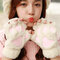 Cat Claw Gloves Half-finger Warm Plush Gloves - White