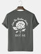 Mens Monochrome Rose Slogan Back Print Cotton Short Sleeve T-Shirts - Gray