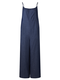Casual Strap High Waist Wide Leg Plus Size Knotted Jumpsuits for Women - Dark Blue
