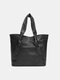 JOSEKO Women's Faux Leather Retro Simple Shoulder Bag Multifunctional Storage Handbag Tote Bag - Black