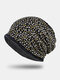 Women Cotton Plus Velvet Overlay Floral Pattern Print Warmth Windproof Dual-use Bib Scarf Beanie Hat - Black