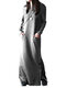 عارضة الصلبة اللون زر طويل الأكمام Plus حجم ماكسي فستان من النوع الثقيل - اللون الرمادي