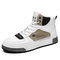 Men Colorblock Breathable Wearable High Top Casual Sneakers - White