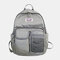 Women Solid Backpack Casual Large Capacity Multi-Pocket School Bag - Grey