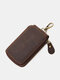 Men Vintage Genuine Leather Multifunction Wallet Casual Keychain Wallet - Coffee