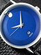 3 Colors PU Alloy Men Vintage Watch Decorated Pointer Calendar Quartz Watch - Blue
