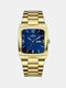 9 Colors Alloy Stainless Steel Men Casual Business Watch Calendar Pointer Quartz Watch - Blue Gold