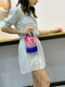 Casual Stylish Gradient Color Heart-shaped Flap Pyramid Pattern PVC Jelly Bag Clutch Shoulder Bag - #04