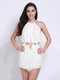 Women Sexy Halter Lace-up Sleeveless Jumpsuit - White