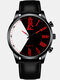 6 Colors Leather Men Vintage Business Watch Decorated Pointer Quartz Watch - #03
