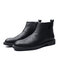 Men Brouge Carved Vintage Side Zipper Casual Ankle Boots - Black