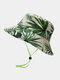 यूनिसेक्स कपास उष्णकटिबंधीय वर्षावन संयंत्र प्रिंट फैशन प्राकृतिक बाल्टी टोपी Plant - #03