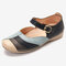 LOSTISY Color Splicing Comfortable Slip Resistant Buckle Flat Shoes - Light Blue