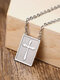 1 Pcs Classic Casual Style Cross Titanium Steel Vintage Electroplating Square Men's Military Brand Pendant Necklace - Silver