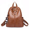 Women Soft Leather Backpack Travel Large Capacity Shoulder Bag - Brown