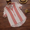 Loose V-neck Half-sleeve Holiday Casual Women's Striped Shirt - Red Stripe