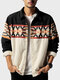 Camicie a maniche lunghe con risvolto patchwork da uomo etnico geometrico Modello - Nero