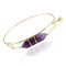 Trendy Natural Stone Geometric Shape Bracelet Metal Turquoise Wrap Bracelet Chic Jewelry - Purple