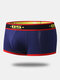 Men Cotton Striped Belt Boxer Briefs Soft Contour Pouch Underwear - Royal Blue