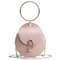  Women Concise Metal Ring Chain Shoulder Portable Handbag - Pink