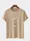 Plus Size Mens Fashion Swing Astronaut Cartoon Print Cotton T-Shirt - Khaki