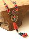 Vintage Flowers Tassel Pendant Flower Drop-shape Ceramic Alloy Necklaces - #01