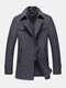 Mens Thicken Tweed Lapel Casual Regular Fit Double Collar Overcoat - Gray