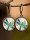 Vintage Glass Gemstone Dangle Earrings Dragonfly Butterfly Pattern Women Pendant Earrings Jewelry - #07