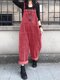 Solid Corduroy Pocket Casual Sleeveless Wide Leg Jumpsuit - Wine Red