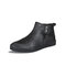 Men Side Zipper Casual Warm Lined Button High Top Sneakers - Black