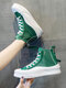 Women Casual Fashion Back-zip & Lace-up Comfortable Platform High Top Canvas Shoes - Green