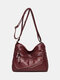 Women Vintage PU Leather Multi-Layers Crossbody Bag Shoulder Bag - Red