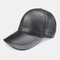 Men's Leather Hat First Layer Cowhide Casual Dome Duck Tongue Earmuffs Adjustable Big Brim Baseball Cap - #05