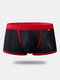 Men Sexy Plain Boxer Briefs Breathable Patchwork U Convex Pouch Underwear - Red