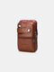 Men Genuine Leather EDC Earphone Hole 6.5 Inch Phone Bag Crossbody Bag Belt Bag - Brown