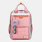 Women Large Capacity School Bag Waterproof Patchwork Backpack  - Pink