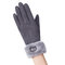 Women Winter Warm Suede Gloves Simple Solid  Windproof Touch Screen Full-finger Gloves - Gray
