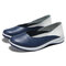 Women Casual Soft Lightweight Cow Leather Hollow Slip On Flats - Blue