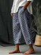 Pantalon court de vacances à imprimé losanges vintage pour femmes avec poche - Marine