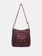 Women Vintage Faux Leather Multi-Compartments Waterproof Solid Color Crossbody Bag Shoulder Bag - Wine Red