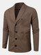 Mens Vintage Single-Breasted Solid Color Double Pockets Casual Jacket - Brown