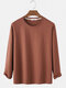 Mens Basic Solid Color Loose Casual Breathable Round Neck Sweatshirts - Red