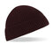 Men Women Solid Color Knitted Beanies Caps Outdoos Sport Rolled Cuff Brimless Hat - Wine Red