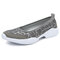Women Casual Sports Flax Light Slip On Platform Sneakers - Grey2
