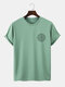 Mens Geometric Circle Chest Print Daily Short Sleeve T-Shirts - Green